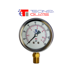 Manometro Vertical Rs Instrument Cartula 2.5" 0-160 Psi/Bar Caja Inox Rosca Bronce Npt 1/4 Modelo 115A63Gflm2N0-160Psid