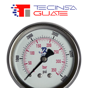 Manometro Horizontal Rs Cartula 2.5" 0-5000 Psi Caja Inox Rosca Bronce Npt 1/4