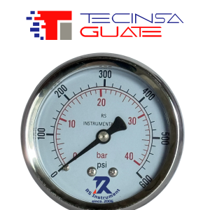 Manometro Horizontal Rs Cartula 2.5" 0-600 Psi Full Inox Rosca Npt 1/4