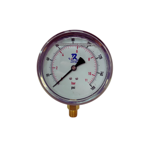 Manometro Vertical Rs Instrument Cartula 4" 0-160 Psi/Bar Caja Inox Rosca Bronce Npt 1/4 Modelo 115A100Gflm2N0-160Psid