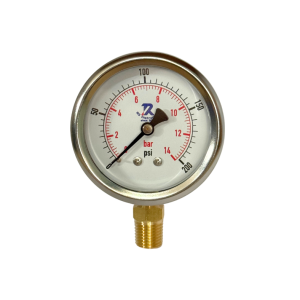 Manometro Vertical Rs Instrument Cartula 2.5" 0-200 Psi/Bar Caratula Inox Rosca Bronce Npt 1/4 Modelo 116A63Gflm2N0-200Psid