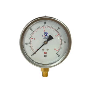 Manometro Vertical Rs Instrument Cartula 4" 0-60 Psi/Bar Caja Inox Rosca Bronce Npt 1/4 Modelo 115A100Gflm2N0-60Psid
