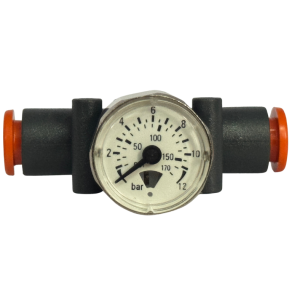 Manometro Metal Work Montaje En Linea Rango 0-12 Bar P/Manguera 8Mm Modelo 9067024